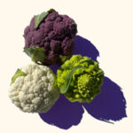 white, lavender and romanesco cauliflower